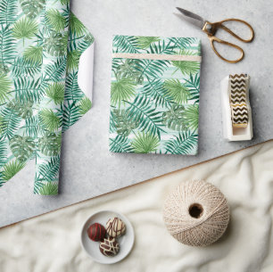 Retro Chic Tropisch Groen Palmboom Bladeren Loof Cadeaupapier