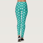 Retro Chic Turquoise Polka Dots Pattern Mode Leggings (Achterkant)