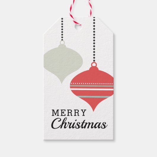 Retro Chic Vakantie Ornamenten Cadeaulabel (Voorkant)