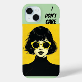 Retro Chic Vrouw, het kan me niet schelen iPhone 15 Case