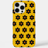 Retro Chic Zwart & Mosterd Bloemen Patroon Case-Mate iPhone Case (Achterkant)
