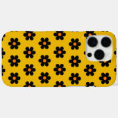 Retro Chic Zwart & Mosterd Bloemen Patroon Case-Mate iPhone Case (Achterkant (horizontaal))