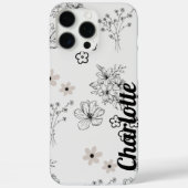 Retro Chic Zwart & Wit Bloempatroon grillig Case-Mate iPhone Case (Achterkant)