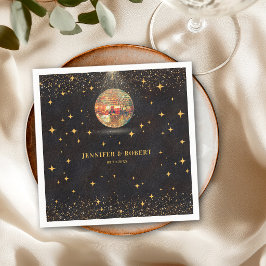 Retro Chic Zwarte Gouden Glitter Disco Ballen Brui Servet