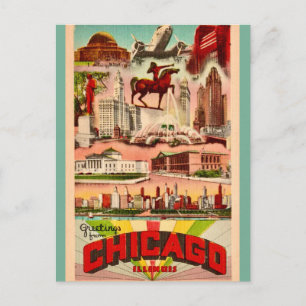 Retro Chicago Attracties  Briefkaart