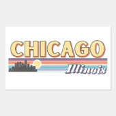 Retro Chicago City Stripes Illinois  Rechthoekige Sticker (Voorkant)