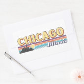 Retro Chicago City Stripes Illinois  Rechthoekige Sticker (Envelop)