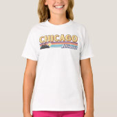 Retro Chicago City Stripes Illinois  T-shirt (Voorkant)