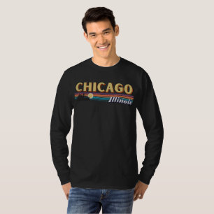 Retro Chicago City Stripes Illinois  T-shirt