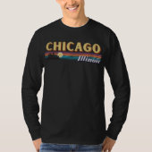 Retro Chicago City Stripes Illinois T-shirt (Voorkant)