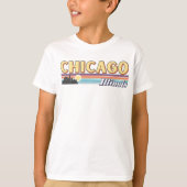 Retro Chicago City Stripes Illinois  T-shirt (Voorkant)