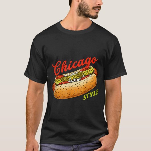 Retro Chicago Hot Dog Hotdog Tourist Summer Souven T-shirt (Voorkant)
