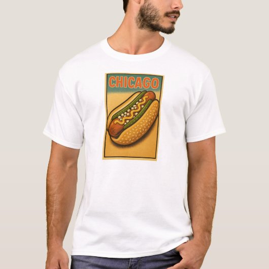 Retro Chicago Hot Dog ontwerp T-shirt (Voorkant)