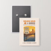 Retro Chicago Illinois Route 66 Start Landmark Button (Voorkant / Achterkant)