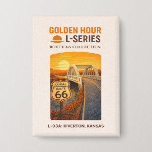 Retro Chicago Illinois Route 66 Start Landmark Button