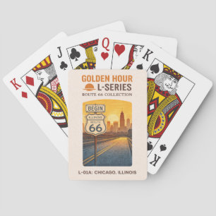 Retro Chicago Illinois Route 66 Start Landmark  Pokerkaarten