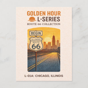 Retro Chicago Illinois Route 66 Startpunt Landmark Feestdagenkaart