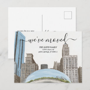 Retro Chicago Illinois Silhouette Verhuisbericht Briefkaart