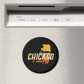  Retro Chicago Illinois USA City Map Magneet (Insitu (Vaatwasser))