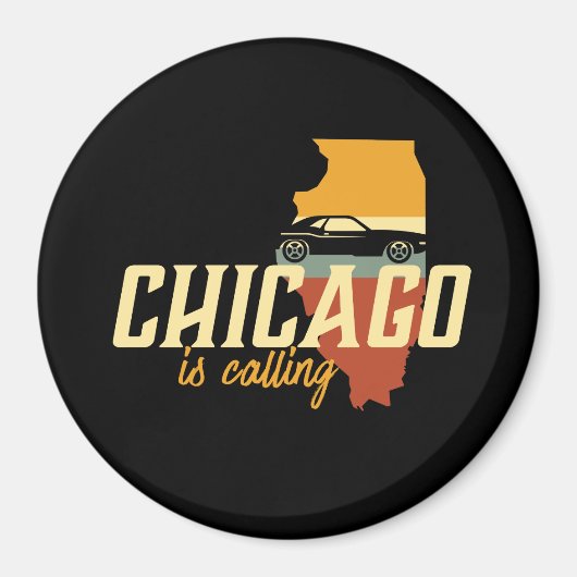  Retro Chicago Illinois USA City Map Magneet (Voorkant)
