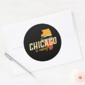  Retro Chicago Illinois USA City Map Ronde Sticker (Envelop)