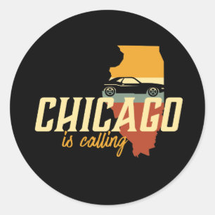 Retro Chicago Illinois USA City Map Ronde Sticker
