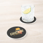  Retro Chicago Illinois USA City Map Zandsteen Onderzetter (Zijkant)