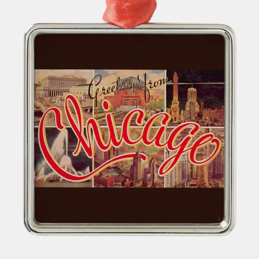 Retro Chicago Metalen Ornament (Voorkant)