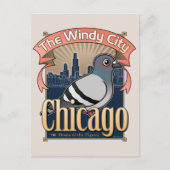 Retro Chicago Pigeon Briefkaart (Voorkant)