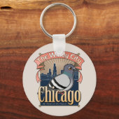 Retro Chicago Pigeon Sleutelhanger (Voorkant)
