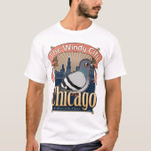 Retro Chicago Pigeon T-shirt (Voorkant)