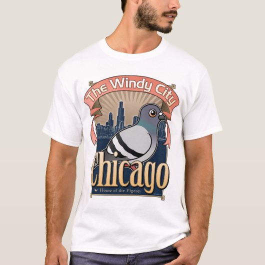 Retro Chicago Pigeon T-shirt (Voorkant)