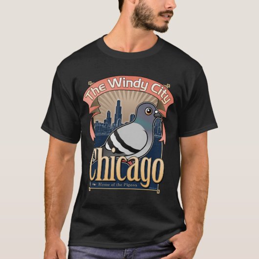 Retro Chicago Pigeon T-shirt (Voorkant)