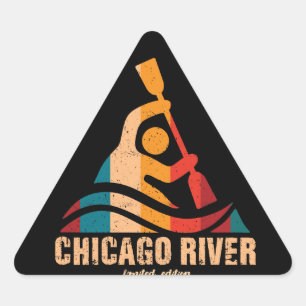 Retro Chicago River Kayaking Sticker