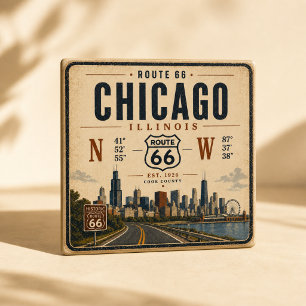 Retro Chicago Route 66 Koelkastmagneet Magneet