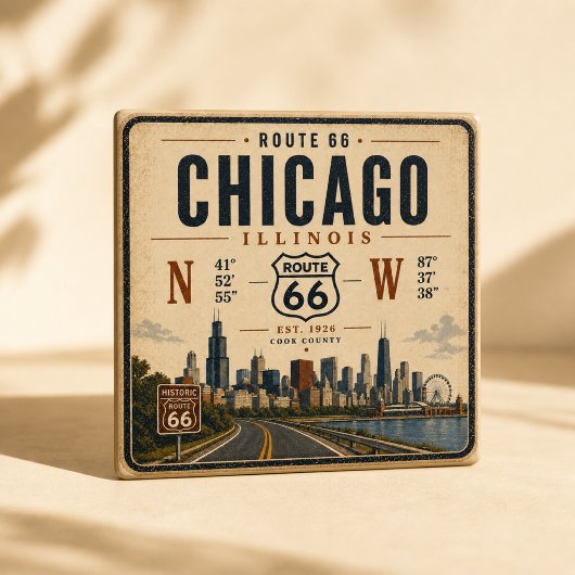 Retro Chicago Route 66 Koelkastmagneet Magneet
