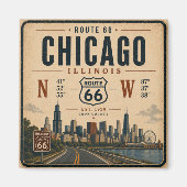 Retro Chicago Route 66 Koelkastmagneet Magneet (Voorkant)