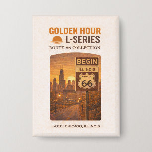 Retro Chicago Route 66 Start Landmark Kunst Button