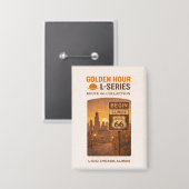 Retro Chicago Route 66 Start Landmark Kunst Button (Voorkant / Achterkant)