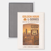 Retro Chicago Route 66 Start Landmark Kunst Magneet (Voorkant / Achterkant)
