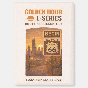 Retro Chicago Route 66 Start Landmark Kunst Magneet