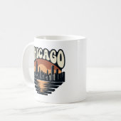 Retro Chicago Sunset Mok | Willis Tower Kunst (Voorkant links)