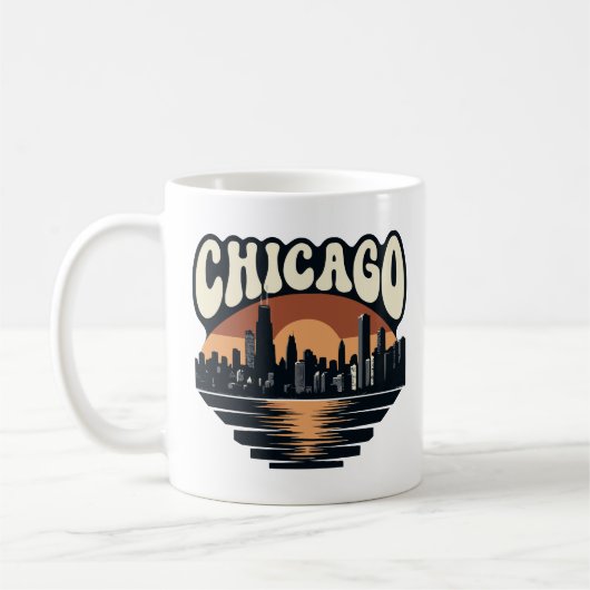 Retro Chicago Sunset Mug | Willis Tower Art Koffiemok (Links)