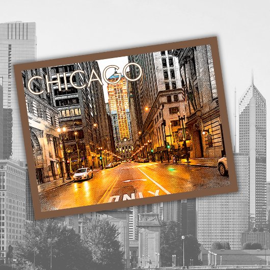 Retro Chicago USA Amerika Illinois Reizen Feestdagenkaart