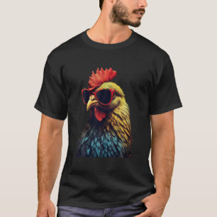 Retro  Chicken Cool Rooster Dragen Sunglas T-shirt