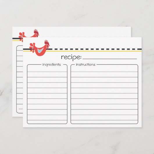 Retro Chicken Recept Kaart (Voorkant / Achterkant)