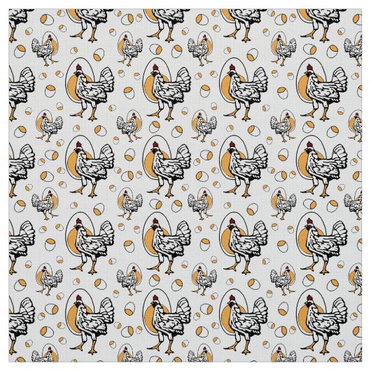 Retro Chickens Fabric Stof (Swatch)