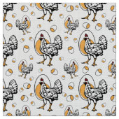 Retro Chickens Fabric Stof (Close Up)