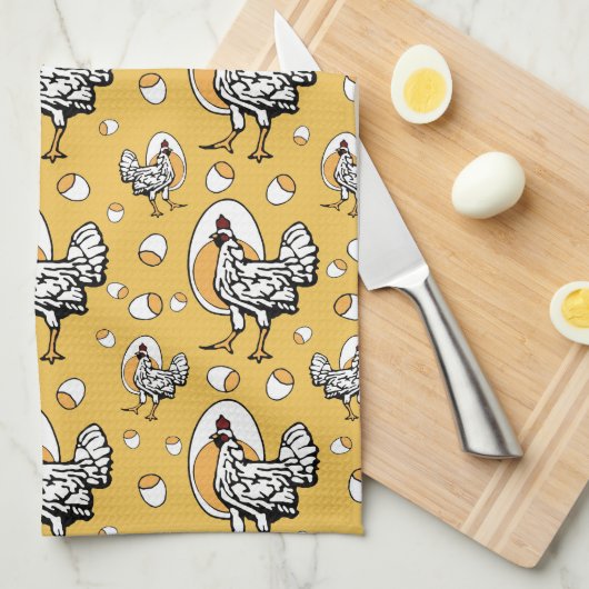 Retro Chickens Kitchen Towel Theedoek (Quarter Fold)