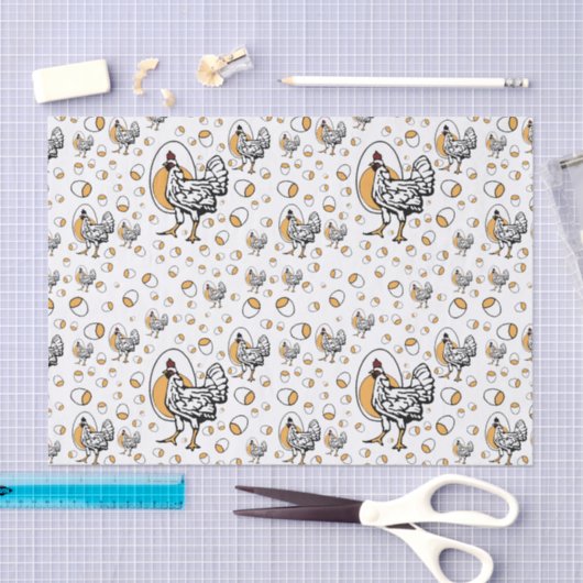 Retro Chickens Weefselpapier Tissuepapier (Craft)